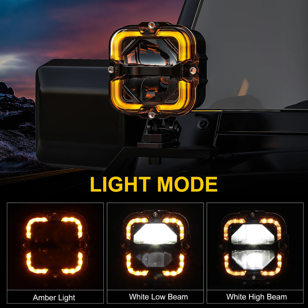 LED Work Light 60W Hi/Lo Amber DRL Off-Road 12-32V