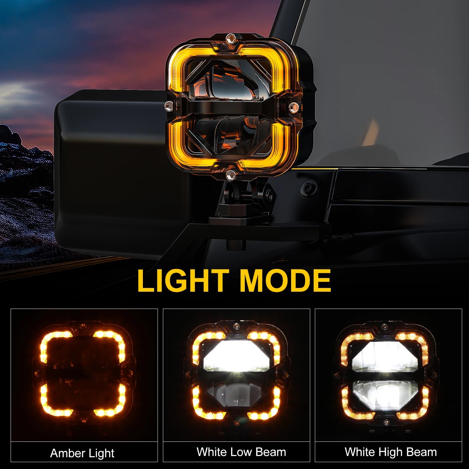 LED Work Light 60W Hi/Lo Amber DRL Off-Road 12-32V