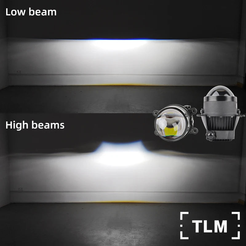 H11 LED Fog Light Headlight Bulb Pure White Light Dual LED Projector Lens High and Low Beam High Power 80W Universal Fog Lights