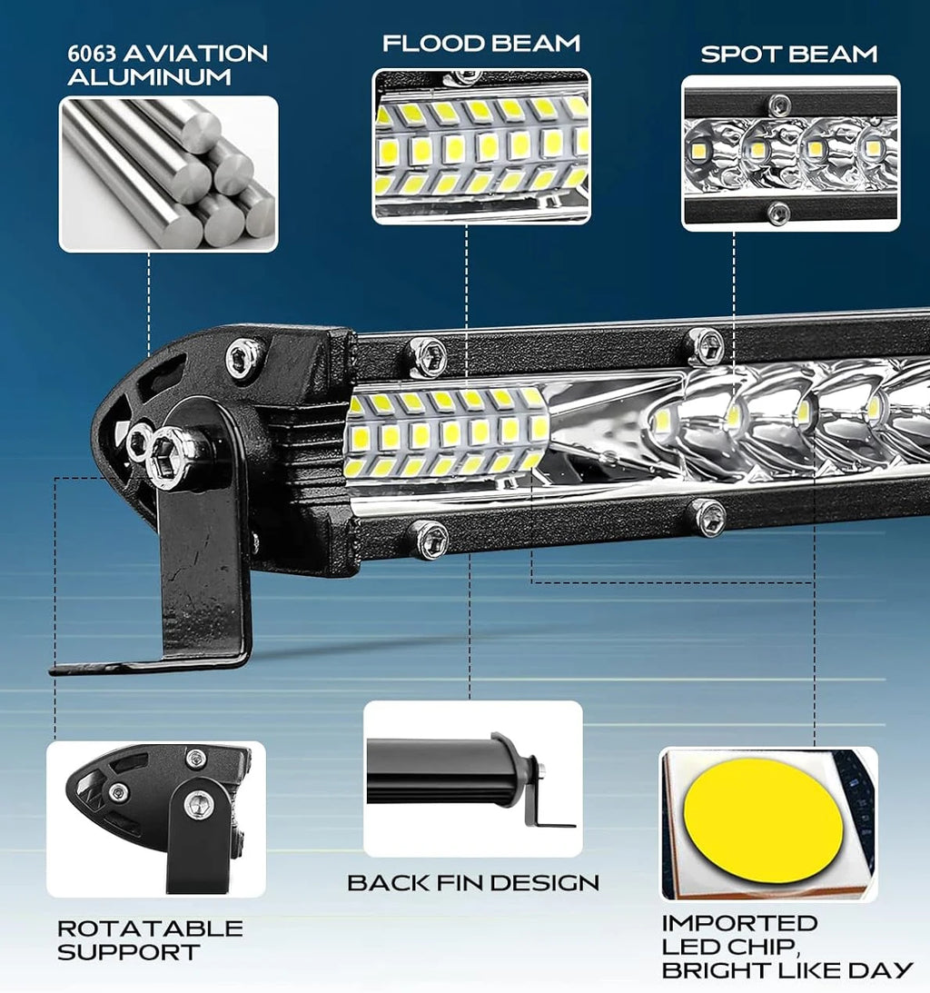 Barra LED Off-Road Spot/Flood 78W IP68 12V/24V para Camiones y SUV