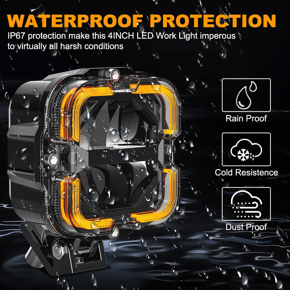 LED Work Light 60W Hi/Lo Amber DRL Off-Road 12-32V