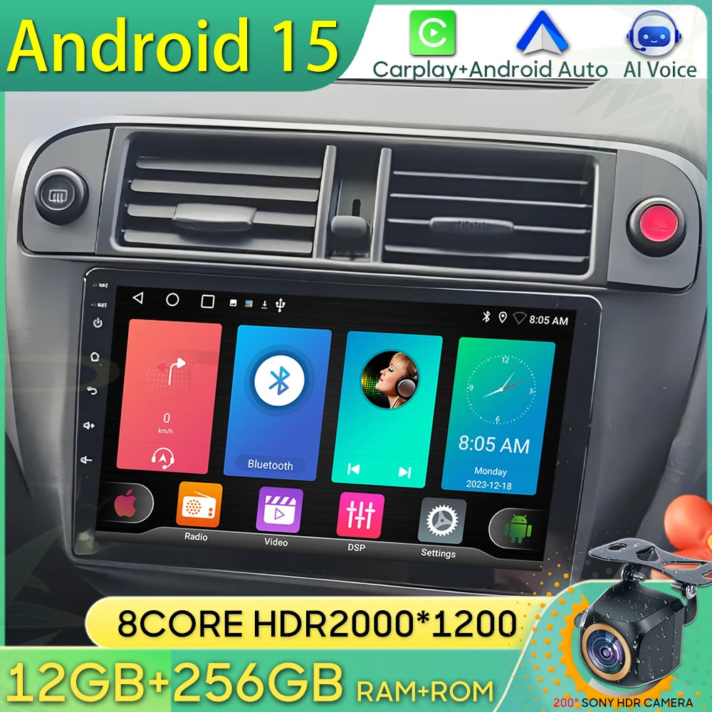 Radio Android 9" para Honda Civic 1995-2001 con GPS, CarPlay y WiFi