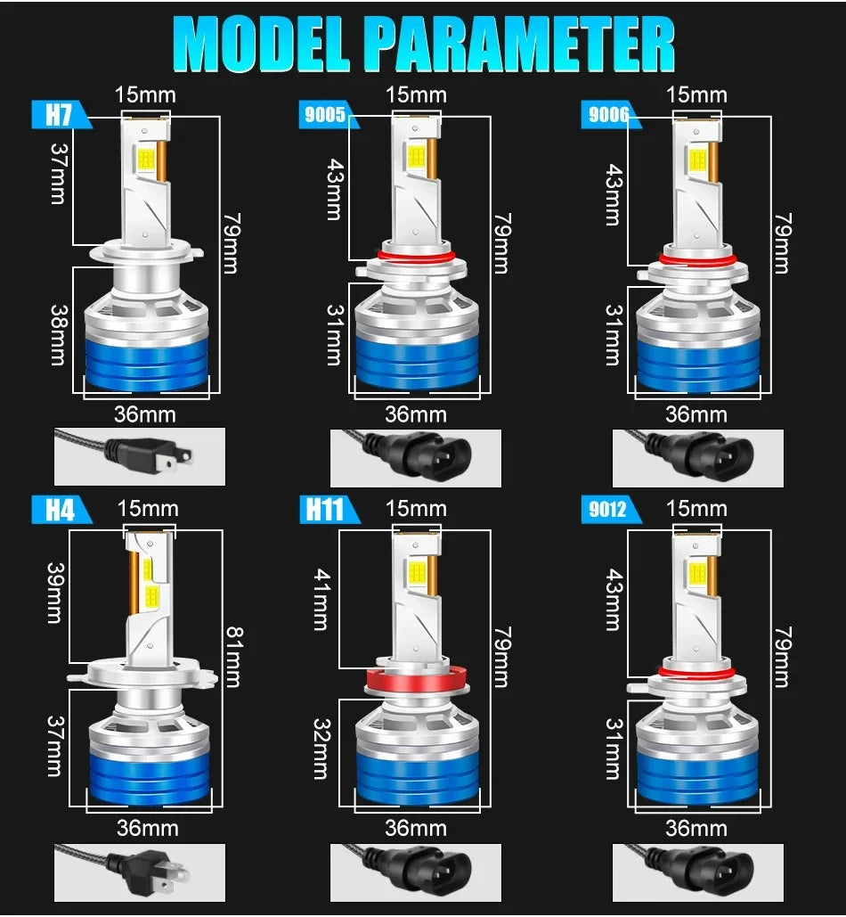 H7 H4 H1 LED Headlight 1000000LM High Power Canbus H11 H9 H8 9005 HB3 9006 HB4 Car Bulbs 6000K Turbo Lamp Fog Light Plug&Play