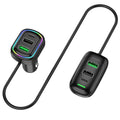 Cargador USB Tipo C para Auto 6 Puertos con Luz RGB y Carga Rápida PD