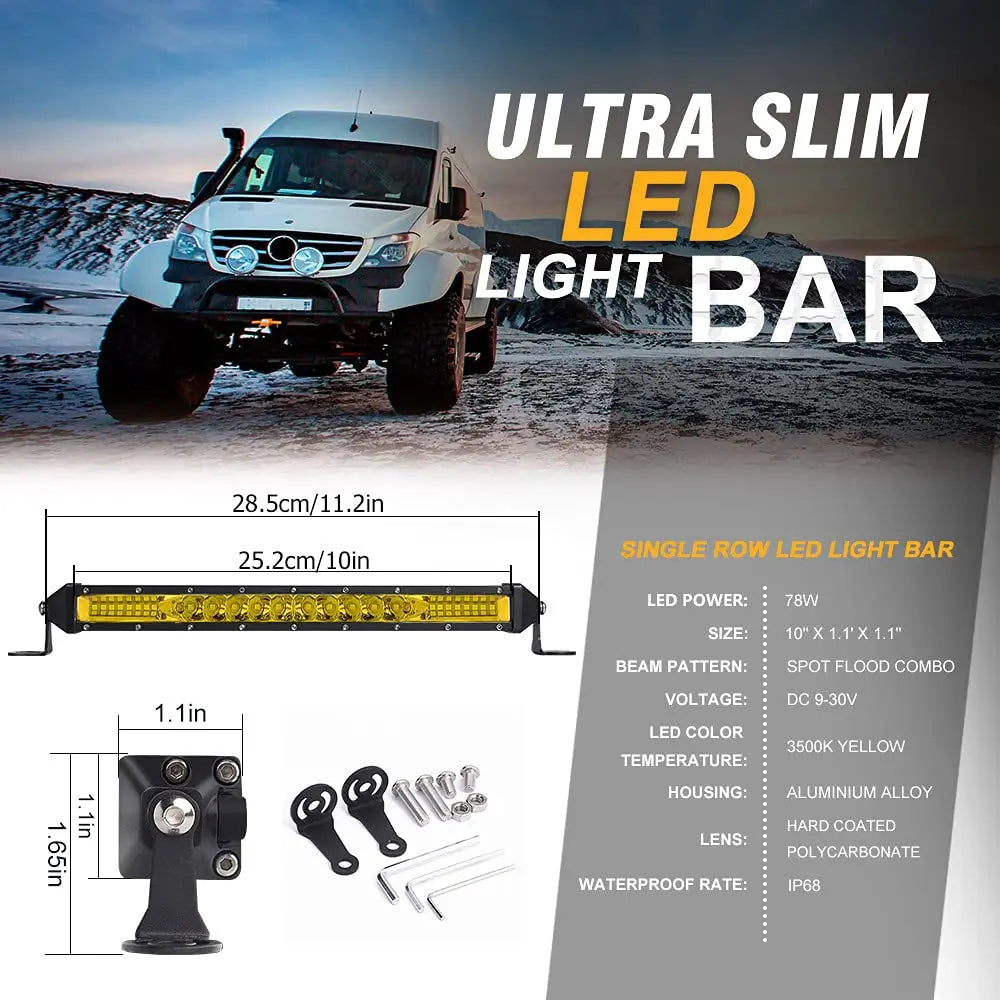 LED Light Bar Amber 3000K Spot/Flood 12V/24V