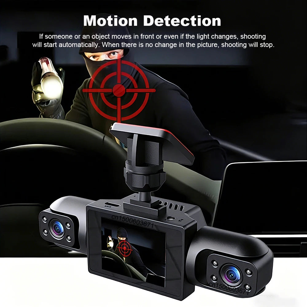 Dash Cam 4 Cámaras HD con Visión Nocturna y Grabación 24H
