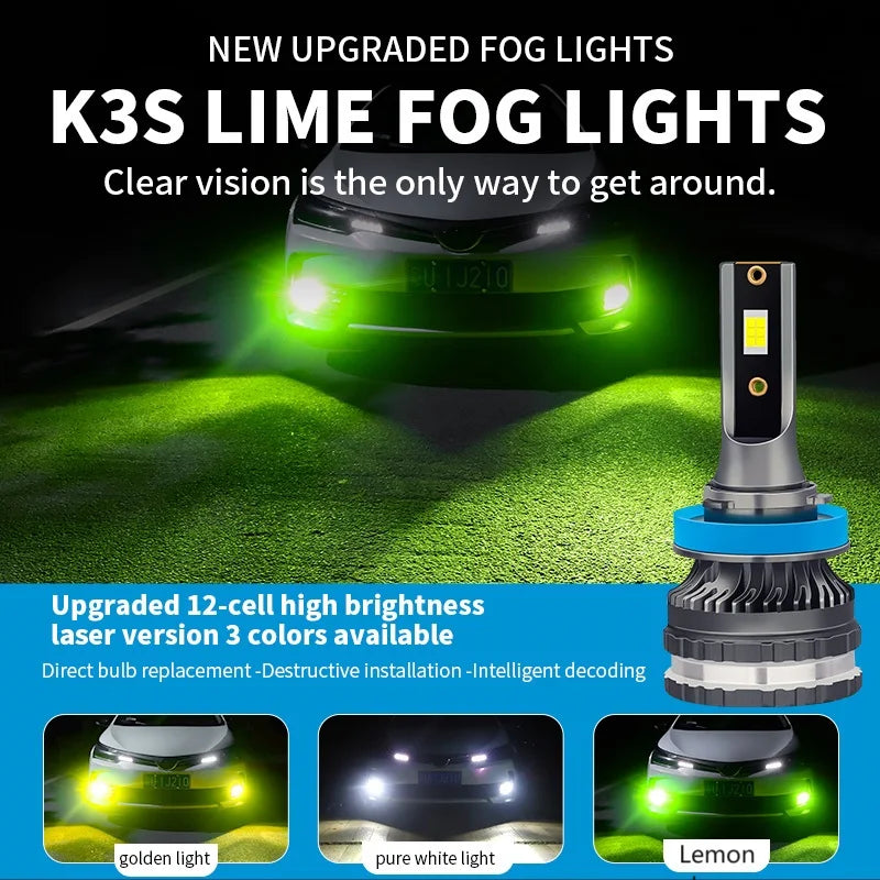 H7 LED Light H4 9003 H1 H3 H11 H8 H9 9005 HB3 9006 HB4 LED Headlight Bulb Fog Light 12V Yellow White Lemon Auto Lamp 2pcs