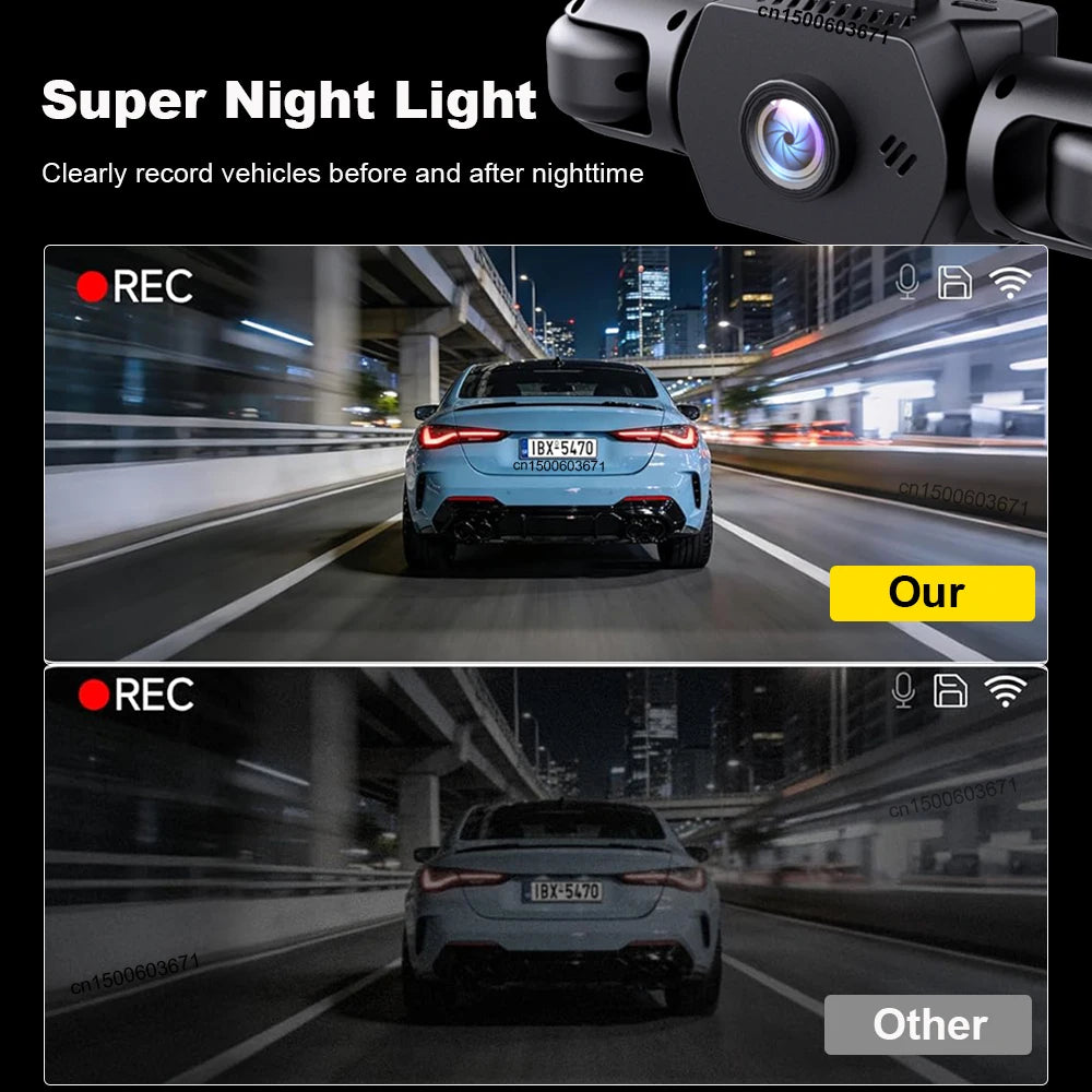 Dash Cam 4 Cámaras HD con Visión Nocturna y Grabación 24H