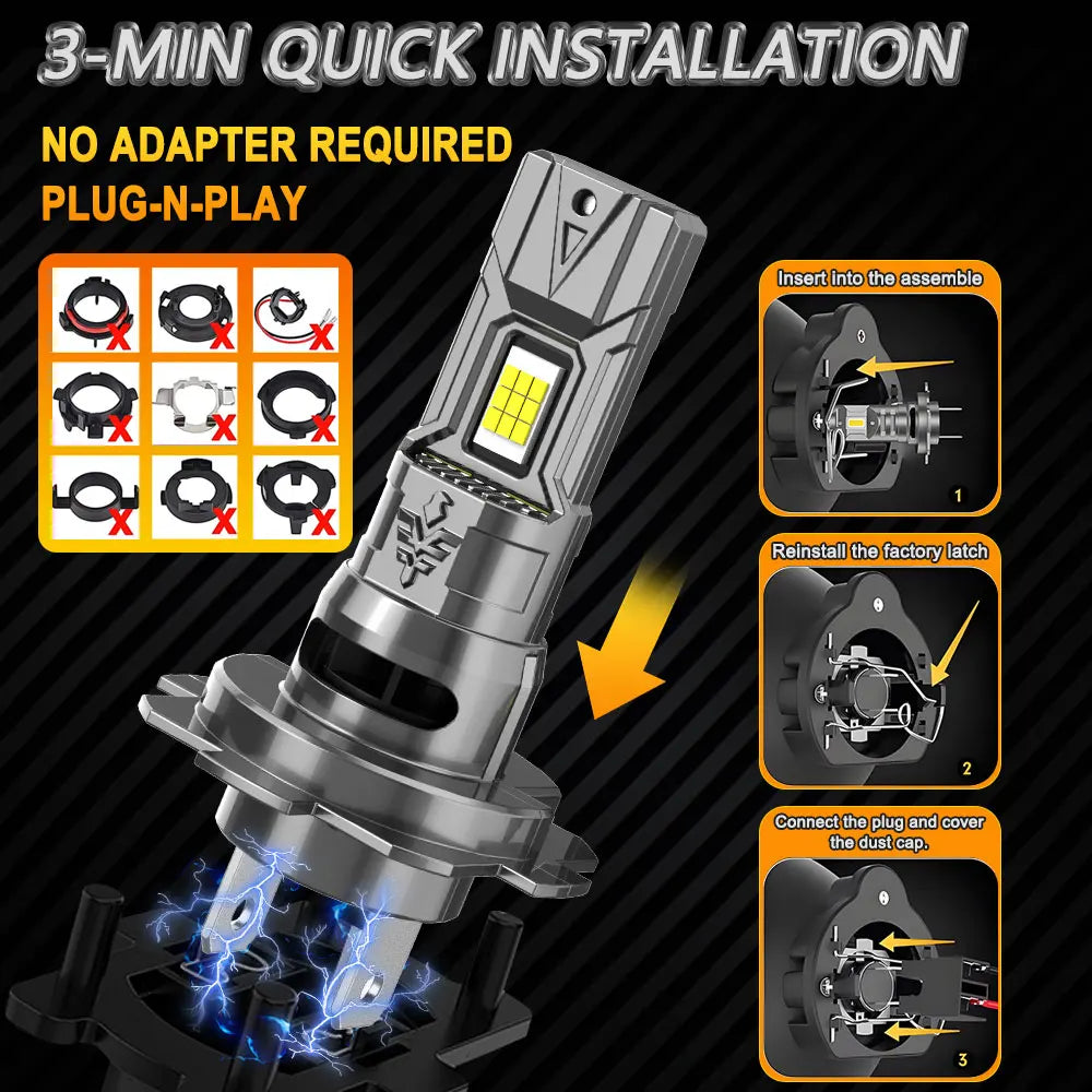 H7 H4 Led Canbus Lights for Car High Power Headlight Ultra Powerful Turbo Bulb Motorcycle Ampoule LED H7 Automobile Lamp Foggers