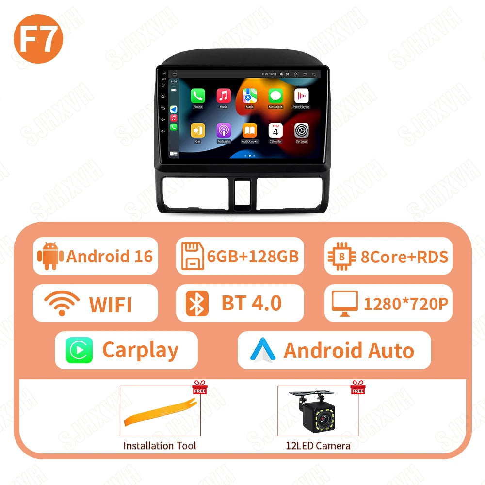 Android 16 Car For Honda CR-V CRV 2001 2002 2003 2004 2005 2006 Automotive Multimedia Video Player Navigation GPS Carplay Screeo