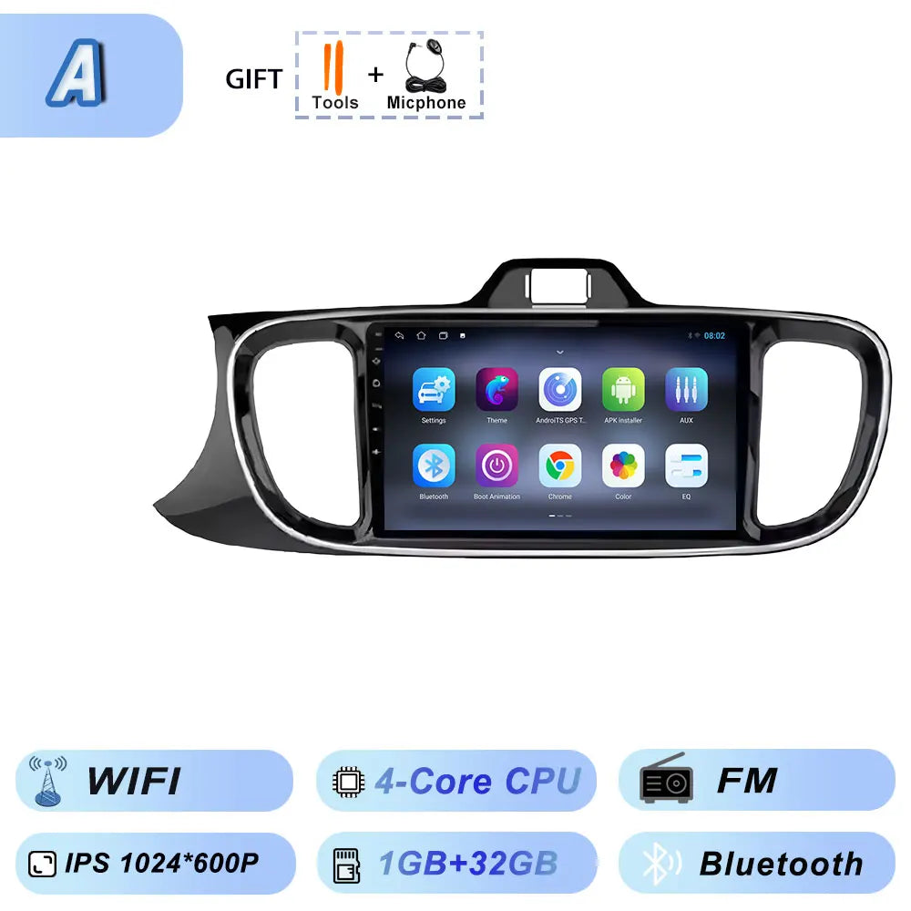 Autoradio Android 2Din for KIA Pegas Soluto 2017-2021 | 9" QLED GPS Navigation CarPlay Bluetooth WiFi